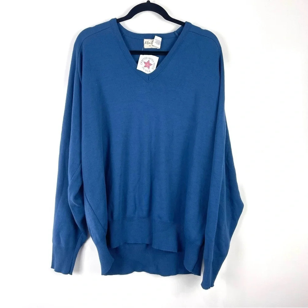 Vintage 70s–80s Men’s Blue Sweater | Made in USA | Orlon Acrylic Size Big 3XL